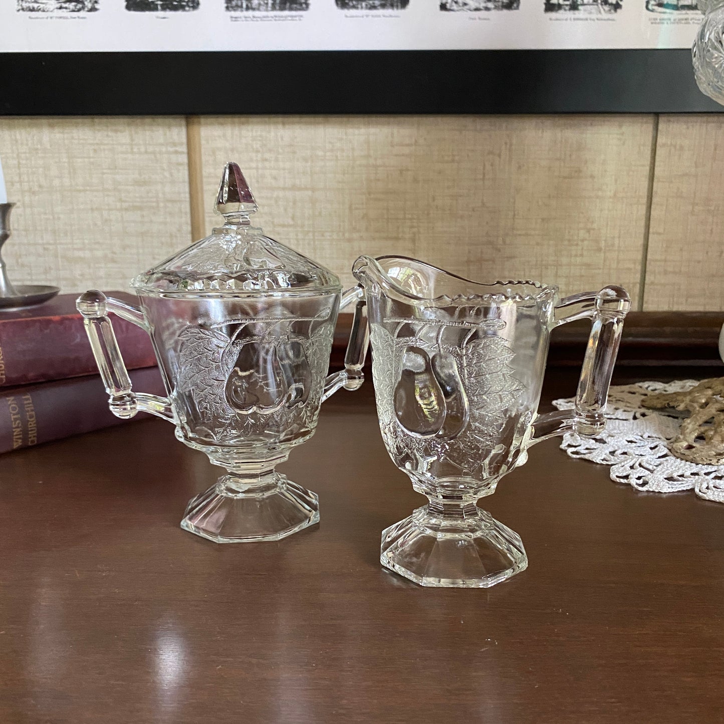 EAPG Covered Sugar, Baltimore Pear Gipsy by Adams & Co.