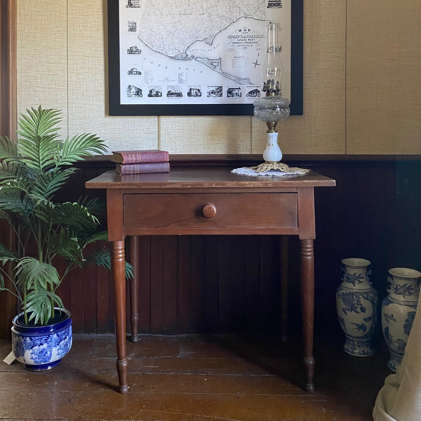 Canadiana Side Table with Single Drawer