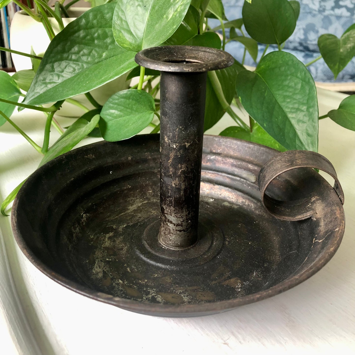 Antique Tin Pushup Finger Candlestick