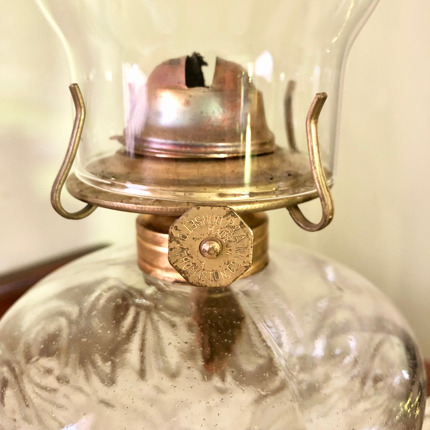 Early Pressed Glass Finger Oil Lamps, Pair