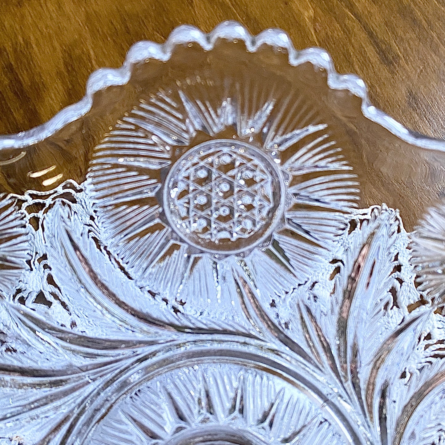 Early Pressed Glass Compote, 'Solar' or 'Feather Swirl' Pattern