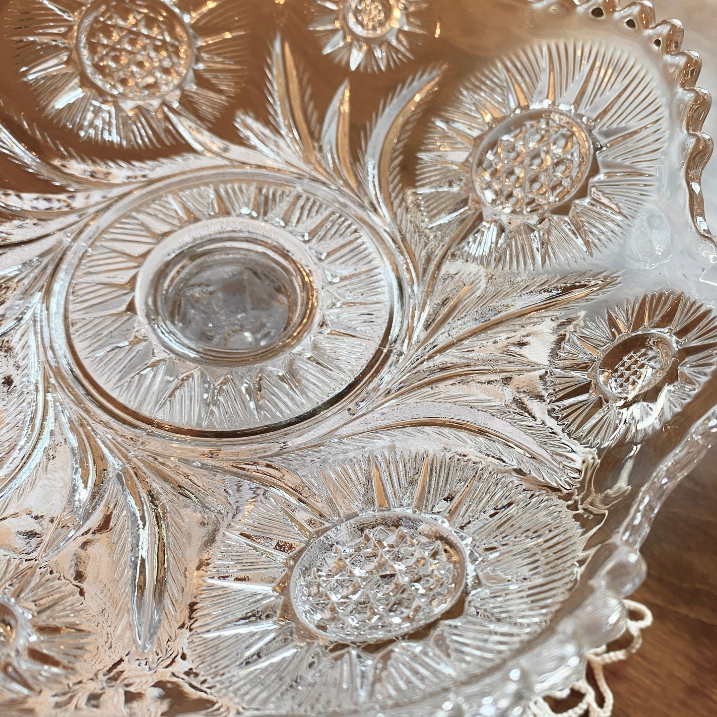 Early Pressed Glass Compote, 'Solar' or 'Feather Swirl' Pattern
