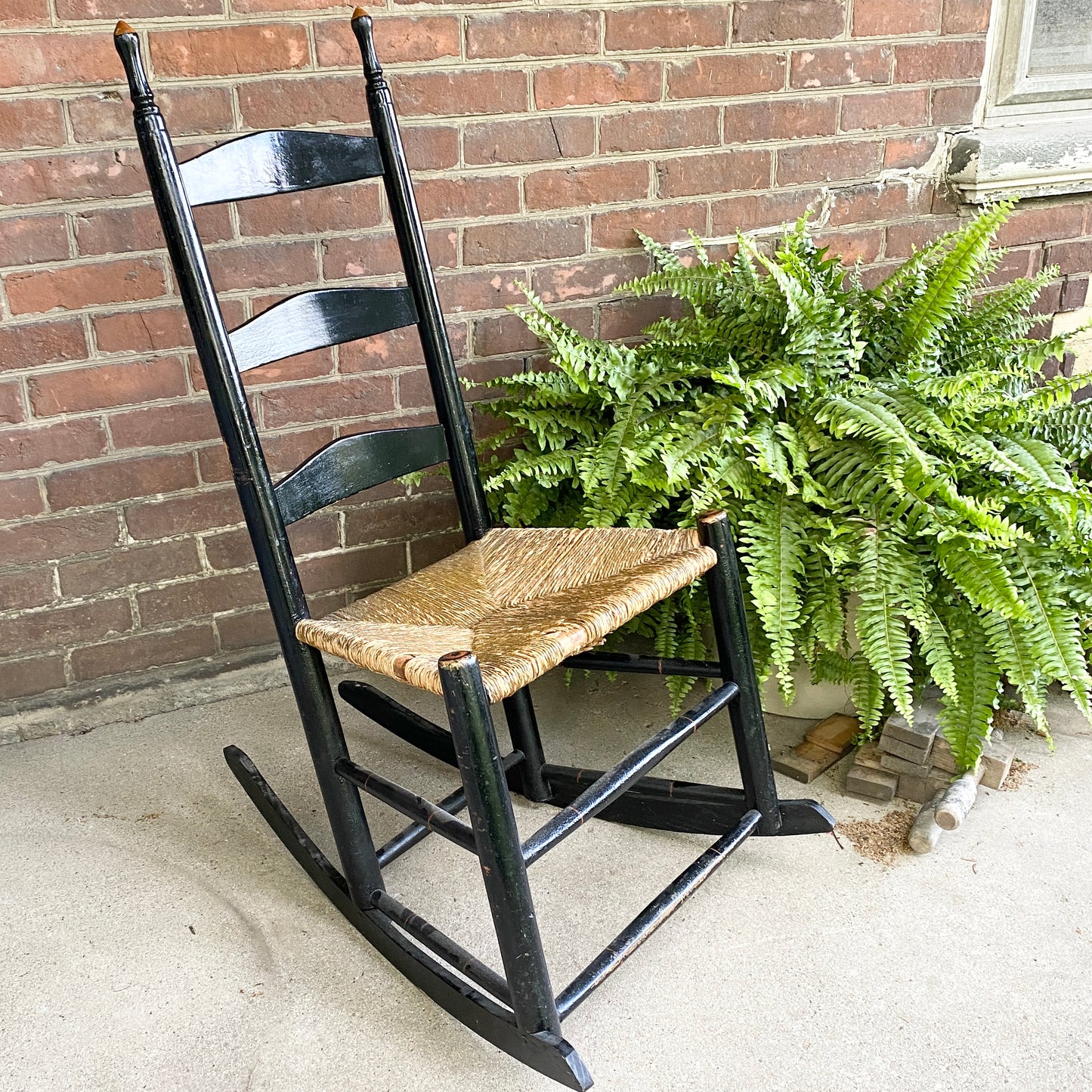 Rush Seat Ladder Back Shaker Style Rocking Chair