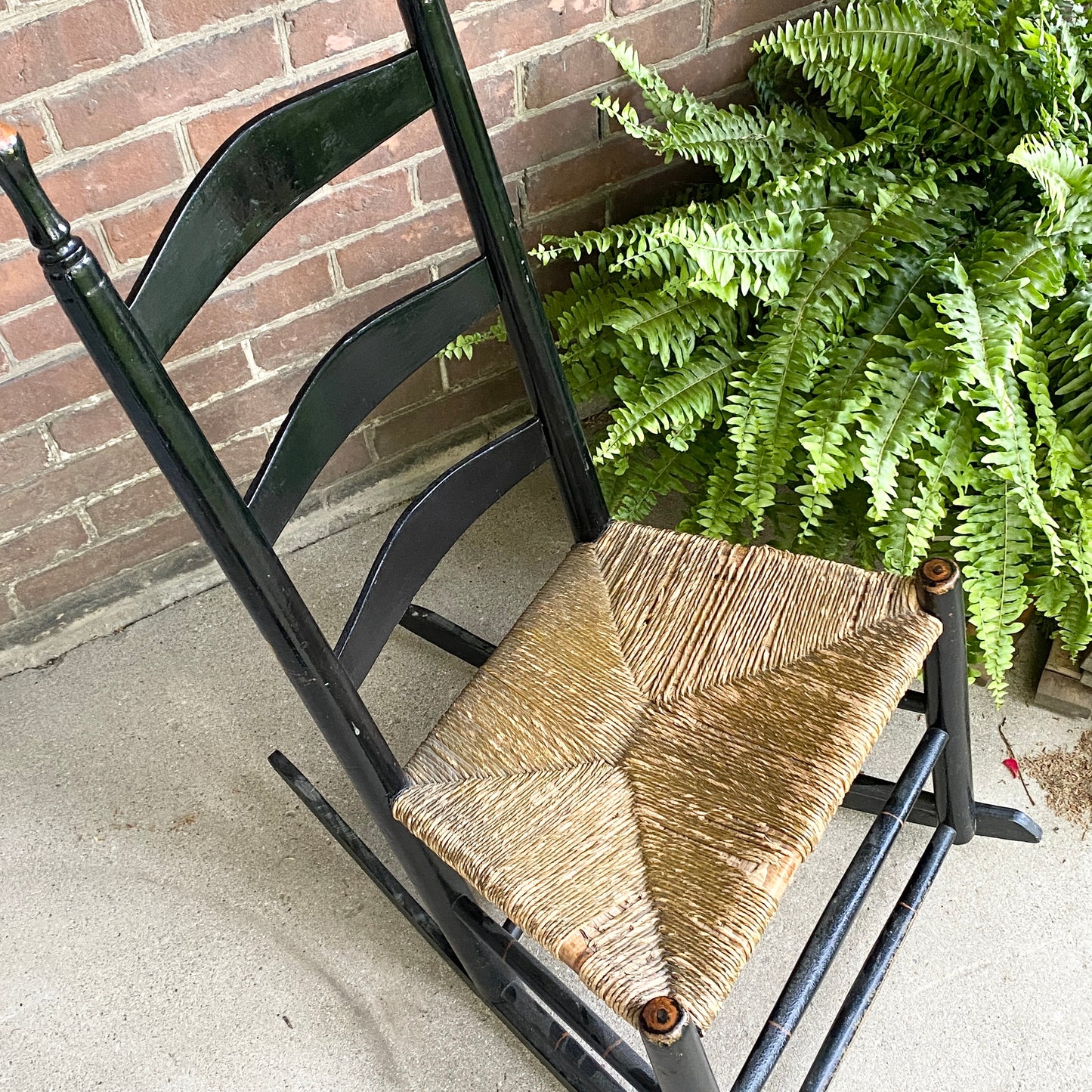 Rush Seat Ladder Back Shaker Style Rocking Chair