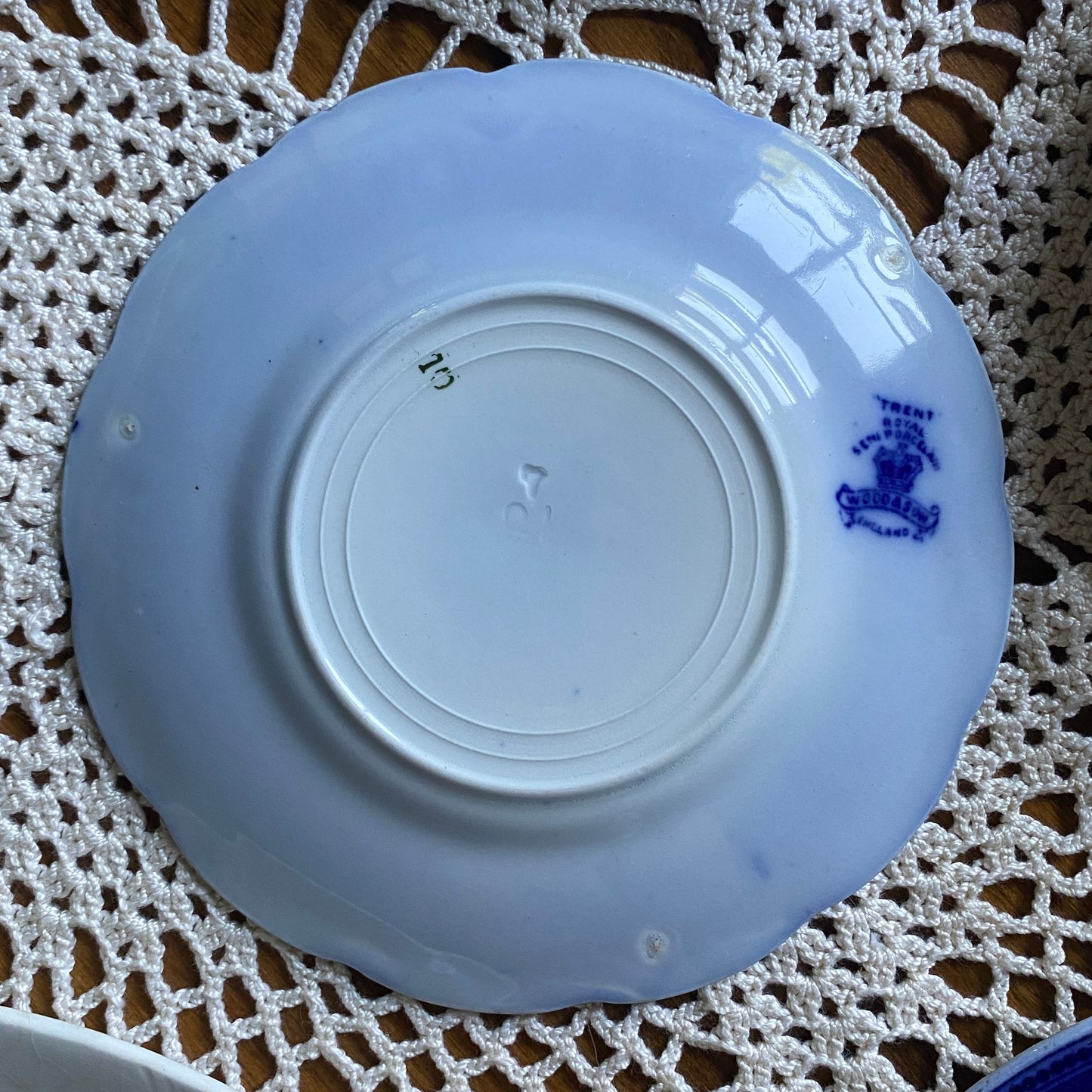 Flow Blue Bread & Butter Plate by Wood & Son, Trent Pattern