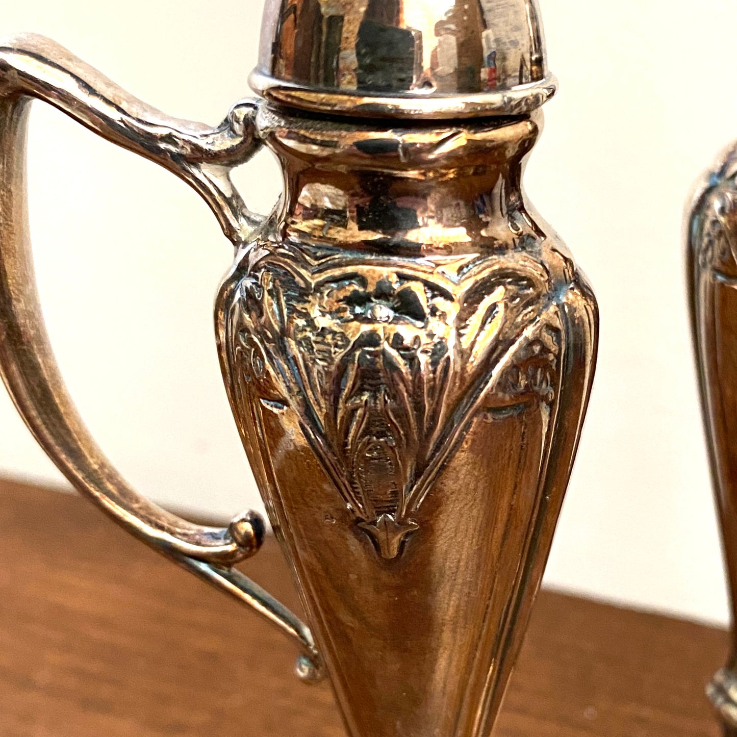 Silver Plated Handled Salt & Pepper Shakers