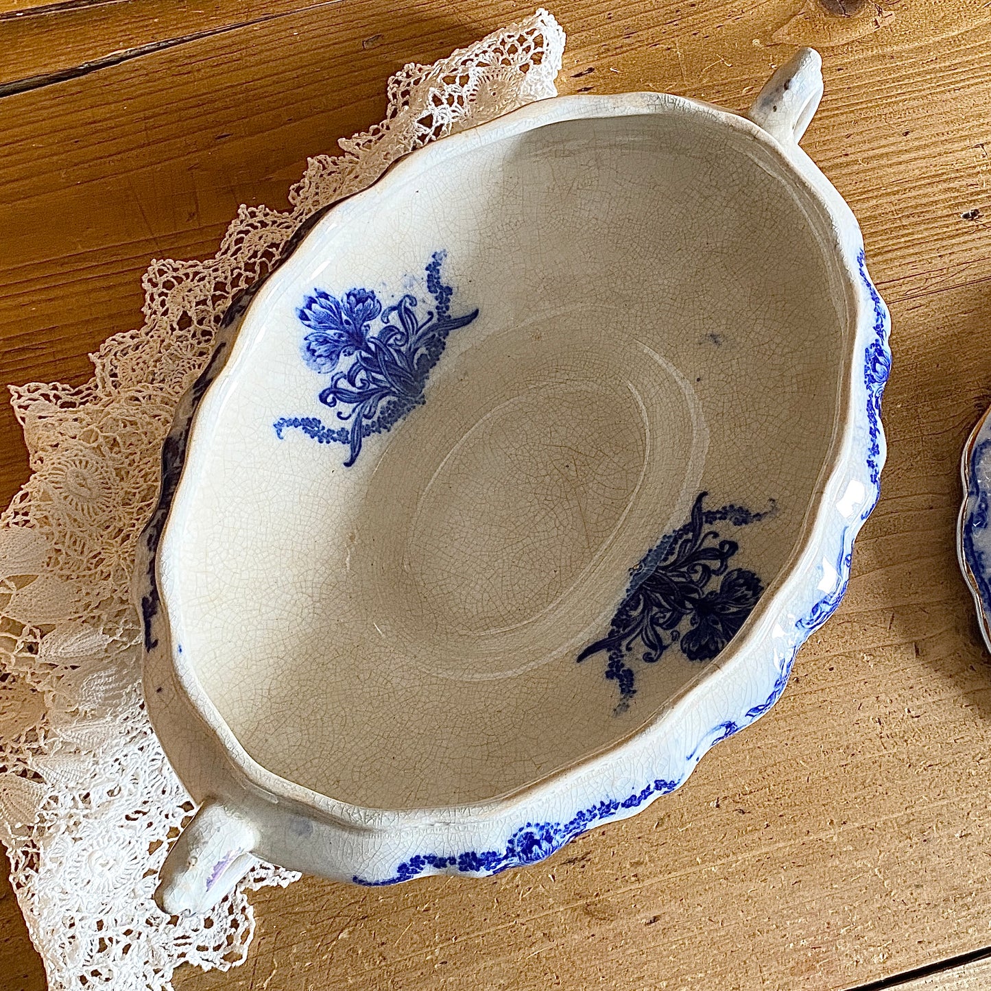 Flow Blue Covered Vegetable Dish