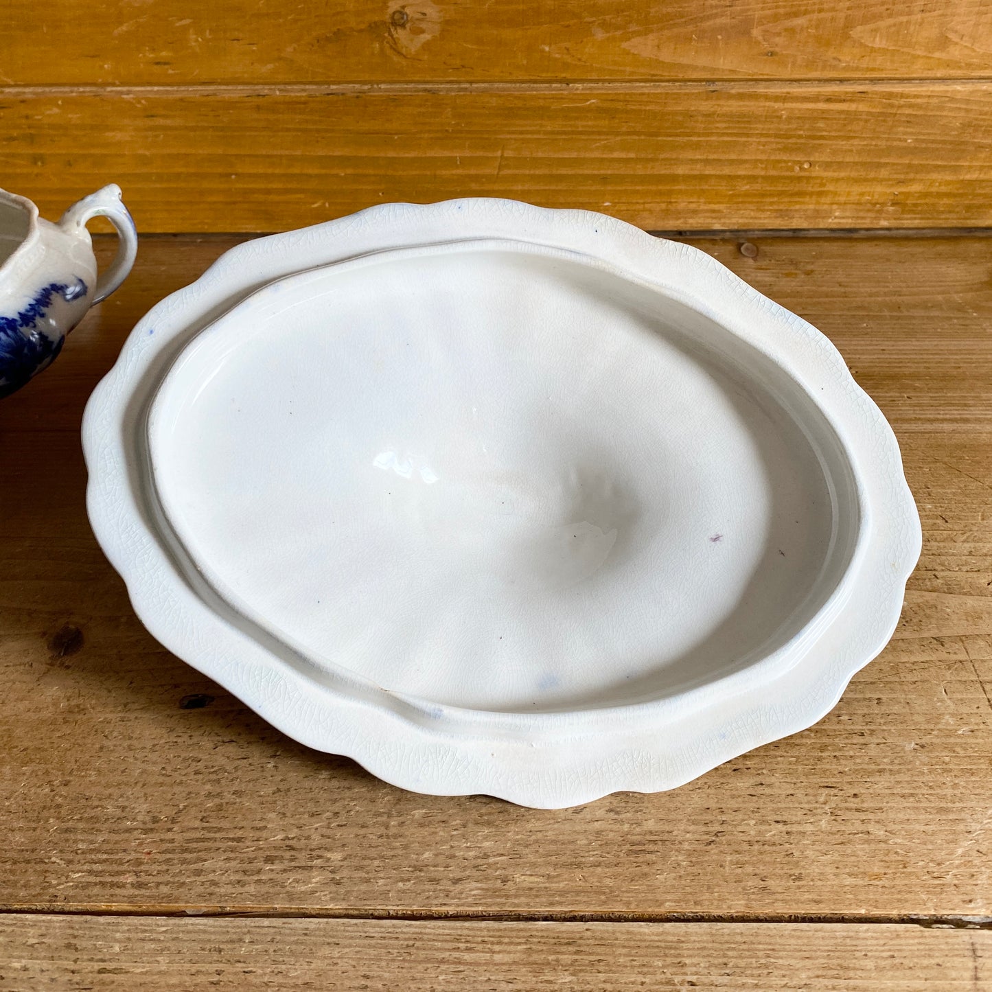 Flow Blue Covered Vegetable Dish