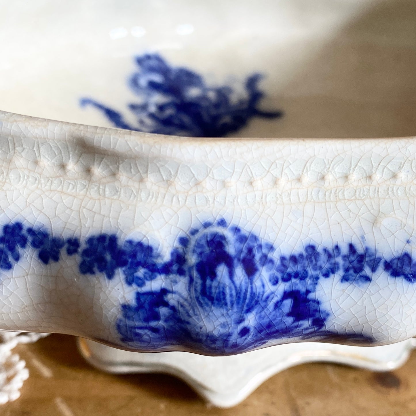 Flow Blue Covered Vegetable Dish