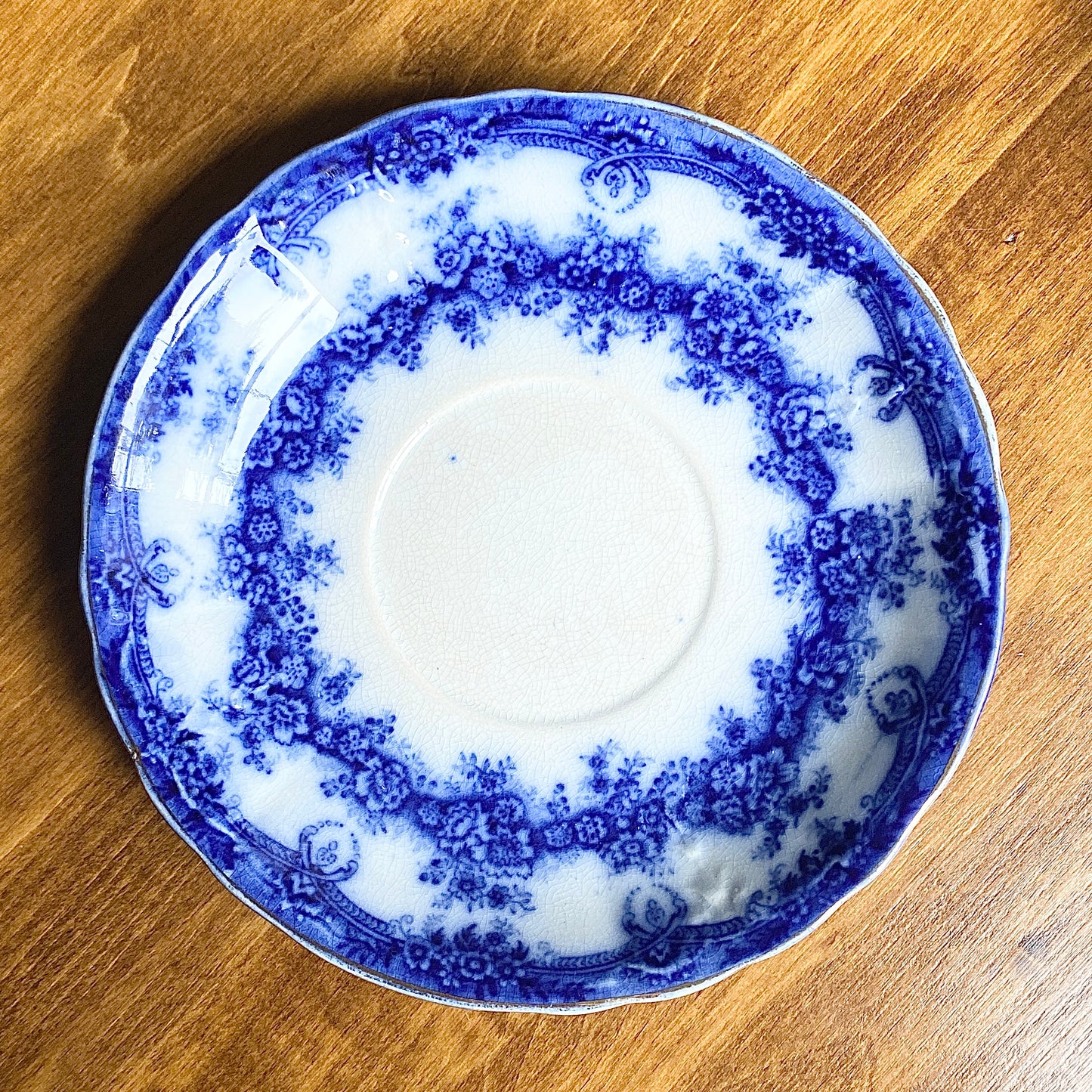 Flow Blue Teacup & Saucer 'Milan'
