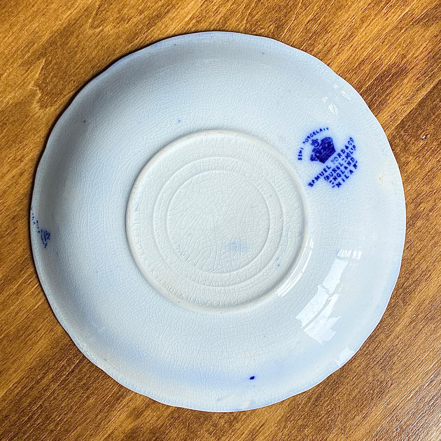 Flow Blue Teacup & Saucer 'Milan'