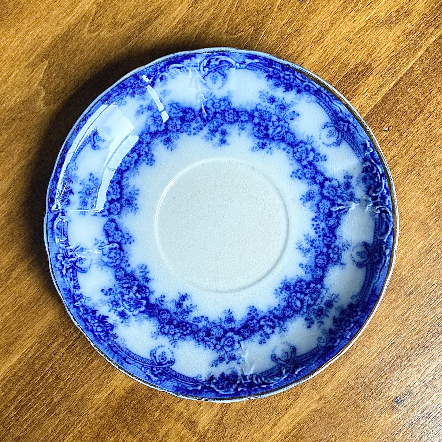 Flow Blue Teacup & Saucer 'Milan'