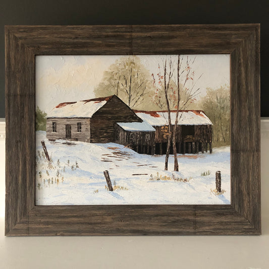 Rustic Cabin Oil on Board