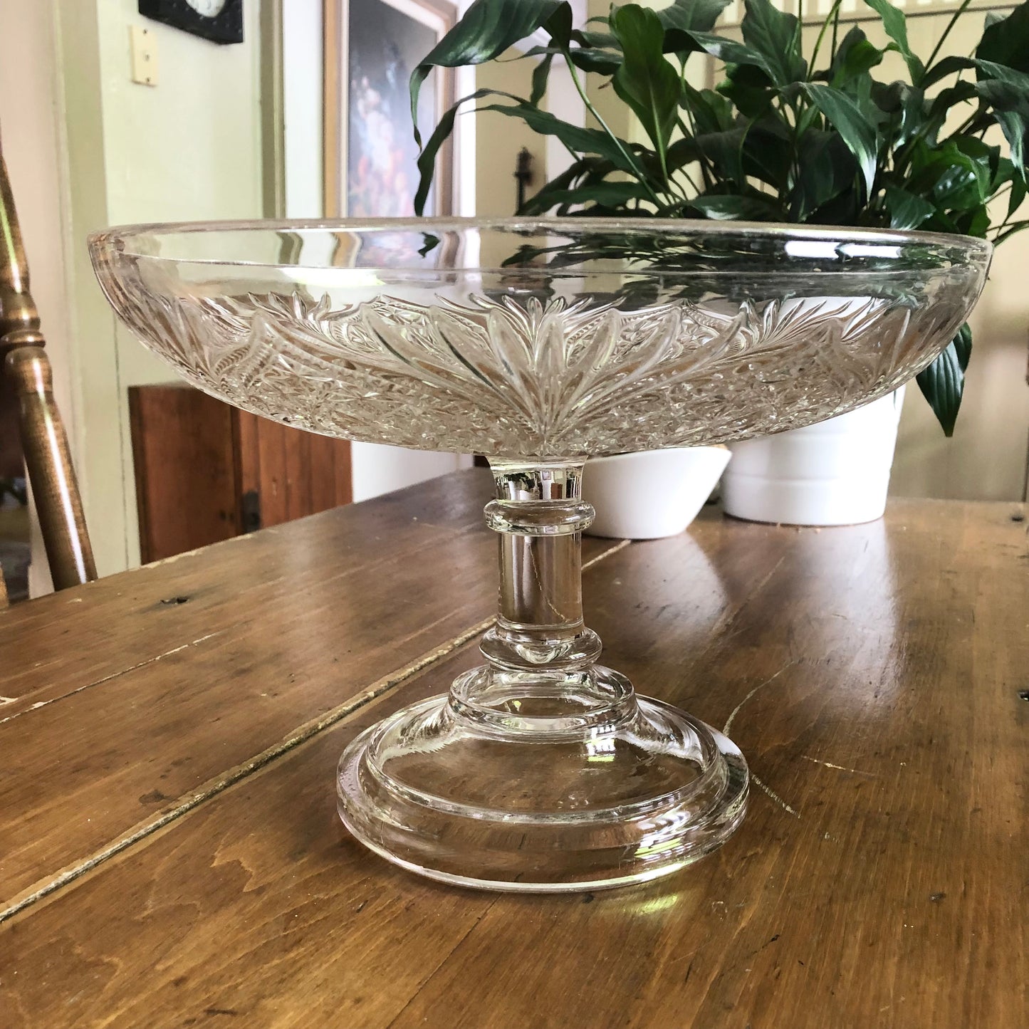 Early Pressed Glass Pedestal Bowl